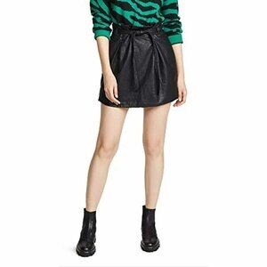 New Free People Womens sz 0 Faux Leather Payton Paperbag Miniskirt Black NWT